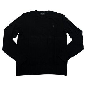 AllSaints Mode Merino Crew Neck Ramskull Sweater in Black